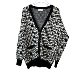 BERENICE Paris Wool Cashmere Blend Cardigan in Black and White Size Large